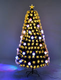 6 FT Pre-lit Fiber Optic Christmas Tree, Artificial Xmas Tree with Lighted Top Star and Snowflakes, 93101267