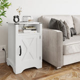 ZNTS Modern Tall Dorm Wooden White Nightstands Bedside Tables With Charging Station Doors Bedroom Living W1828P154456