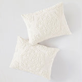 Full/Queen 3-Piece Tufted Cotton Chenille Medallion Duvet Cover Set B03597328