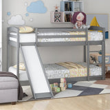 ZNTS Twin over Twin Bunk Bed with Convertible Slide and Ladder , Gray 65436427