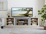 Large TV Desk Storage Rack with Faux Stacked Stone Surround,Media Console Table with Large Storage W1758P187682