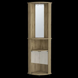 Chicago 75" H Mirrored Corner Bar Cabinet, With Glass Doors, Two Shelves and Stemware B200P239804
