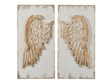 Set of 2 Feather Wing Wall Panels with Distressed White Finish, Rectangle Hanging Wall Art, 42" x W2078130291
