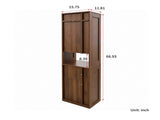 Tall Narrow Storage Cabinet, Wooden Freestanding Bookshelf with Doors & drawer, Slim Display W331P515578