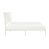 Metal Frame Queen Platform Bed White Finish Angle Headboard Bedroom Furniture 1pc B011P261198