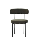 Green Boucle Dining Chairs Set of 2,Mid-Century Modern Curved Backrest Chair,Round Upholstered GL-W2533P170108