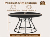 Black 47" Round Dining Table , Family-Sized for 4-6 People, Hourglass Metal Base & Curved Tabletop 58412360