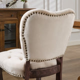French Vintage Tufted Upholstered Fabric Dining Chair,Set of 2,Beige,SW1869BG W1143P214540