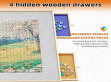 (WHITE) Wooden 1500 Piece Table with Drawer, 35"*27.17" Adjustable Table, 360&deg Tilting W2641P442535