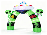 10.5FT Halloween Inflatable Alien Archway with Built-in LED Lights, Polyester Blow Up Alien UFO Arch 71783358