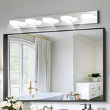 Modern 5-Light LED Vanity Light Fixture - Chrome Finish with Acrylic Light Shades - Energy-Efficient W1340P206815