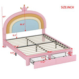 Full Size Upholstered Rainbow Design Bed, Velvet Princess Platform Bed with Storage Drawer, No N733P234609H