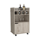 DEPOT E-SHOP Sims 35" H Bar Cart with Two Shelves four Wine Cubbies and One Cabinet,Light Pine B097P167415