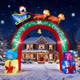 10FT Lighted Christmas Inflatable Archway, Inflatable Arch with Reindeer Pulling Santa's Sleigh, 68877325