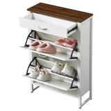 Slim Shoe Cabinet with 2 Flip Drawers &1 Drawer, Narrow Wall Hidden Shoe Cabinet, Freestanding Shoe W2948P245235