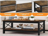 39.4 Inch Rectangular Coffee Table with Side X-Support Frame, Thickened Legs & Floor Protection 35953046