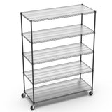 5 Tier 7500lbs Heavy Duty Adjustable Storage Rack Metal Shelf Wire Shelving Unit with Wheels & Shelf W155083059