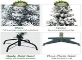 7.5ft Snow Flocked Pencil Christmas Tree - 641 Branch Tips, 350 Warm LED Lights, PVCMetal 44605687