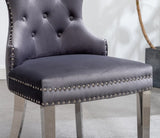 ZNTS Montura Contemporary Tufted Velvet Chair with Nailhead Trim, Set of 2, Gray T2574P164575