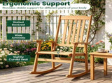 Solid Acacia Wood Outdoor Rocking Chair, Heavy Duty 400LBS Capacity Porch Rocker with Slatted Back 19301567