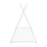 Metal Twin Size House Platform Bed with Triangle Structure, White WF307193AAK