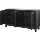 ZNTS TREXM Large Storage Space Sideboard, 4 Door Buffet Cabinet with Pull Ring Handles for Living Room, WF304838AAB