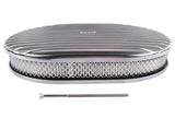 12" Oval Aluminum Full Finned Air Cleaner Polished Paper Element Fits for SB & BB CHEVY FORD & MOPAR 62270690