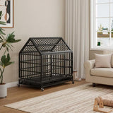48 Inch Heavy Duty Dog Crate Wheels, Folding Metal Big Dog Cage for Large and Medium Dogs, Cage W347P295281