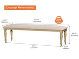 Oak Upholstered End of Bed Bench, Farmhouse Bedroom Bench Entryway Seat with Solid Wood Legs, 52 62441498