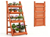4-Tier Ladder Plant Stand, Foldable Premium Fir Wood Flower Pot Rack, A-Shaped Reinforced Display 99038173