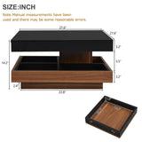 ON-TREND Modern Square 360&degRotating Coffee Table with Three Detachable Tray, 2-Tier Farmhouse Wood N721P191981B