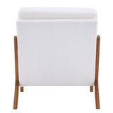 ZNTS Oak Armrest Oak Upholstered Teddy Velvet Single Lounge Chair Indoor Lounge Chair Off-White 86558751