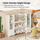 White Multi-Functional Kids Storage Shelf - Toy OrganizerBookcase, 56"x12"x39", Anti-Toppling, 86189932