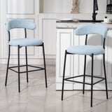 26'' Counter height bar stools Teddy fabric cover kitchen island counter bar stool with black powder 75733996