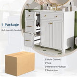 36" Bathroom Vanity with Ceramic Sink, Standard and Double-Layer Drawers, Soft Close Doors, N729P289163K