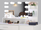 Large Vanity Set with 10 LED Bulbs, Makeup Table with Cushioned Stool, 3 Storage Shelves 1 Drawer 1 73717191