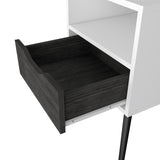 Nightstand 25"H, Superior Top, Four Legs, One Open Shelf, One Drawer, Smokey Oak / White B097132996