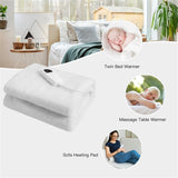71 x 31 Inch White Massage Bed Warmer Heating Pad with 5 Heat Settings Machine Washable Design 59519668