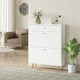 White shoe cabinet with adjustable shoe rack 34135365