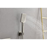 Wall Mounted Waterfall Rain Shower System With 3 Body Sprays & Handheld Shower W2287141352
