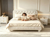 Queen Size Upholstered Platform Bed Frame with 46" Tufted Boucle Headboard, Solid Wood Slat Support, 23565335