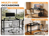 31.5" Gaming Desk with Desktop Shelf and Lighting Foldable P2 Particleboard Iron Pipe 07803855