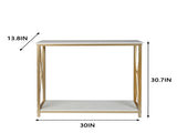 2-Tier Console Table, Gold Sofa Entry Table with White Top and Gold Metal Frame 58656376