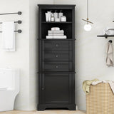 Black Triangle Tall Cabinet with 3 Drawers and Adjustable Shelves for Bathroom, Kitchen or Living N725P247409B