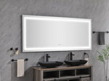 96 x 36 Inch LED Bathroom Mirror with Front and Backlight, Wall Mounted Vanity Mirror, Anti-Fog, W2287P281174