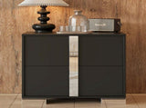 Elegant Nightstand with Metal Foot, Mirrored Bedside Table with 2 Drawers for Bedroom, Living Room, 22446657