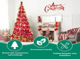 6FT Red Pop-Up Christmas Tree with 150 Warm White LED Lights, Ornaments Included 4 Ribbons, Bow, 47979729