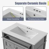 30'' Bathroom Vanity with Top Sink, Modern Bathroom Storage Cabinet with 2 Drawers and a Tip-out N710P206904E