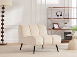 24.4" Wide Modern Upholstered Armless Chair with Black Metal Legs, Velvet Accent Chair for Living W3098P308777
