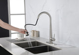 ZNTS Kitchen Faucet Pull Down Sprayer Brushed Nickel, High Arc Single Handle Kitchen Sink Faucet K-4012-NS